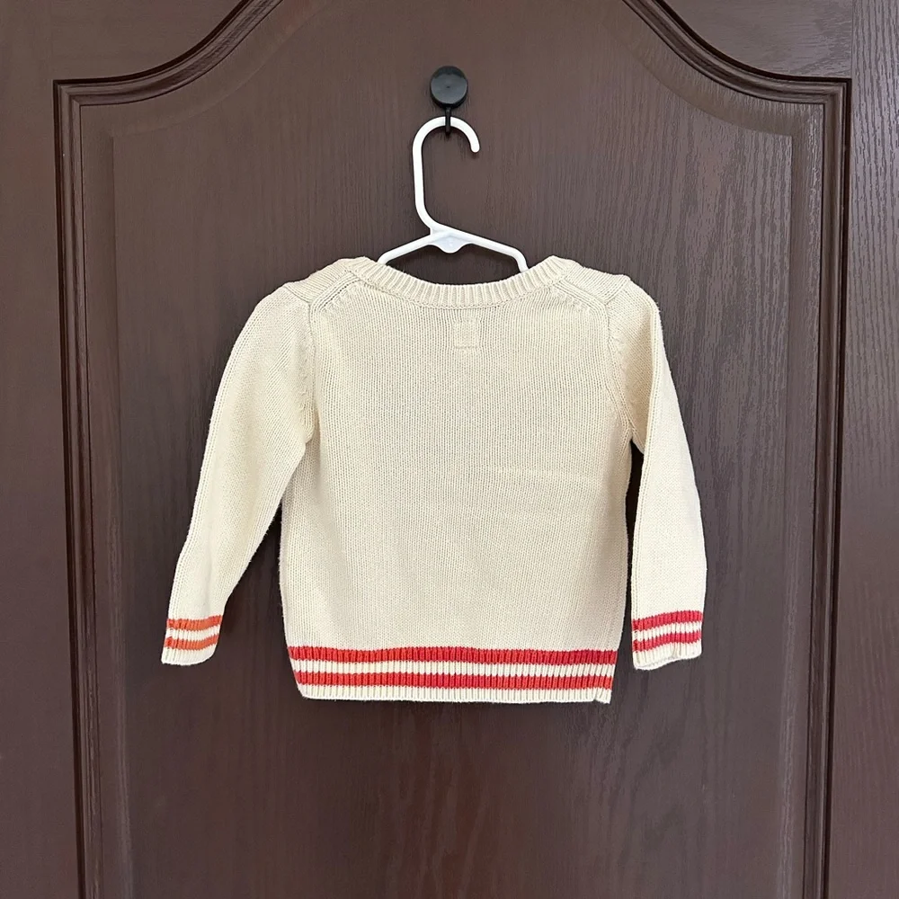 3/$25 GAP Baby Boy Cream Letter Knit Sweater 100% Cotton Cozy Pullover 12–18M